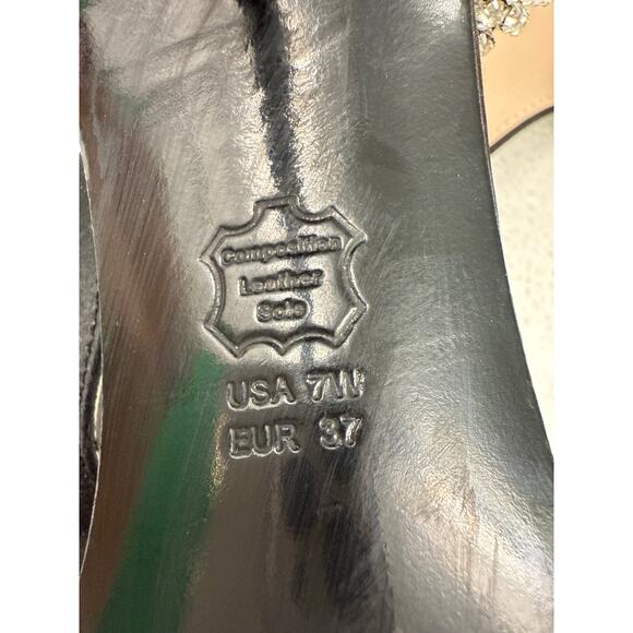 NINA BLACK LUSTER SATIN VAUNA ANKLE-STRAP 3.5” HEEL EVENING SANDAL SIZE 7W - Picture 10 of 12